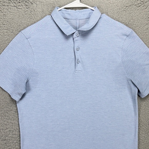 Lululemon Adult Golf Polo Shirt Large Light Blue Short Sleeve Logo